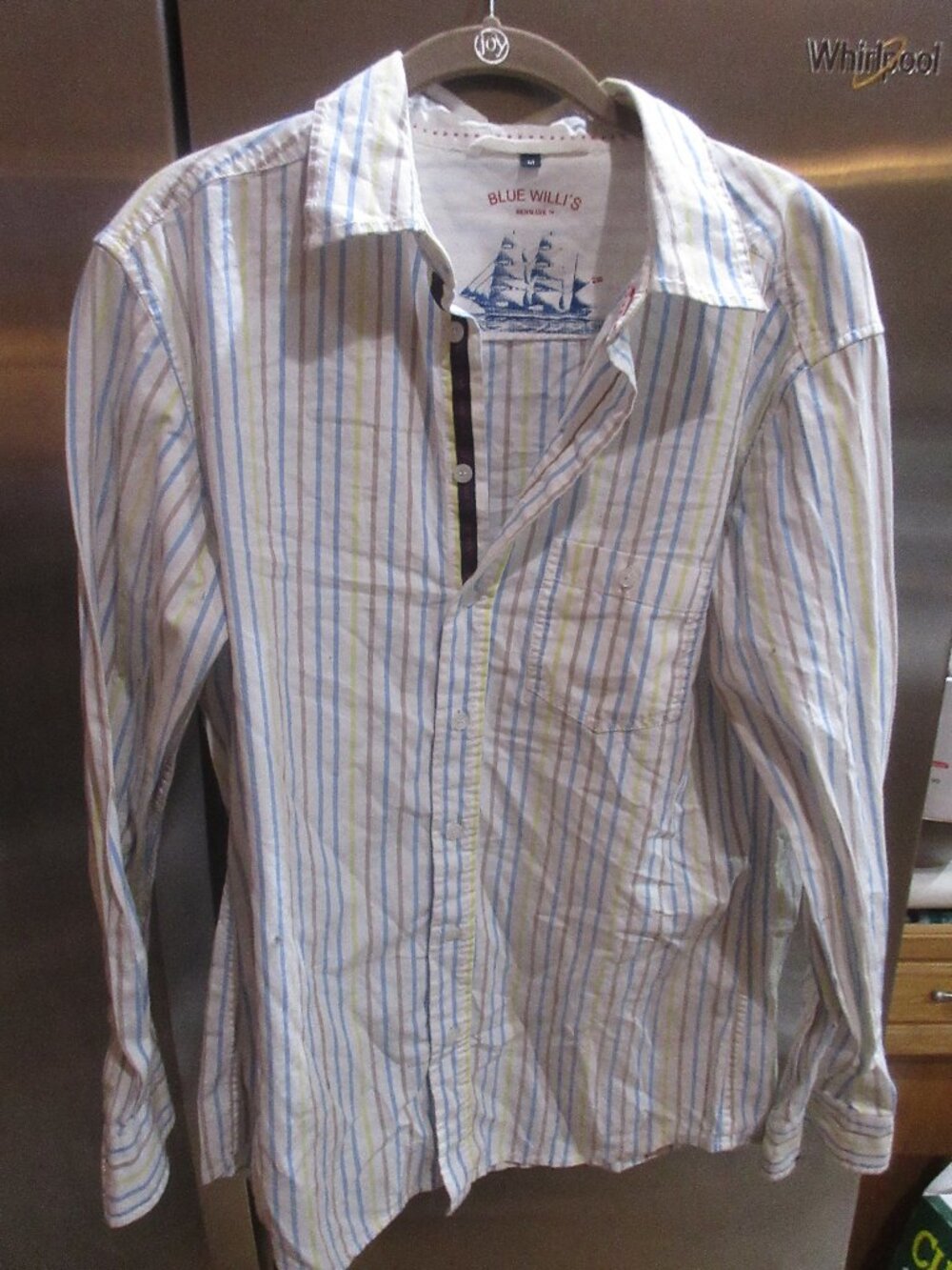 Blue  Willi's denmark mens striped shirt M 100% cotton